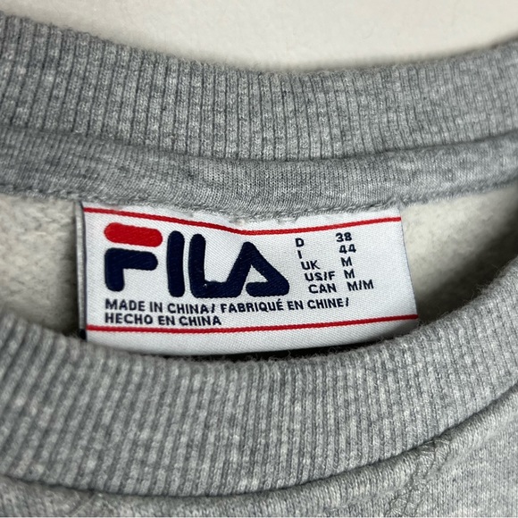 FILA women’s crew neck sweatshirt top. Size medium. Gray with logo patch. - Picture 2 of 3